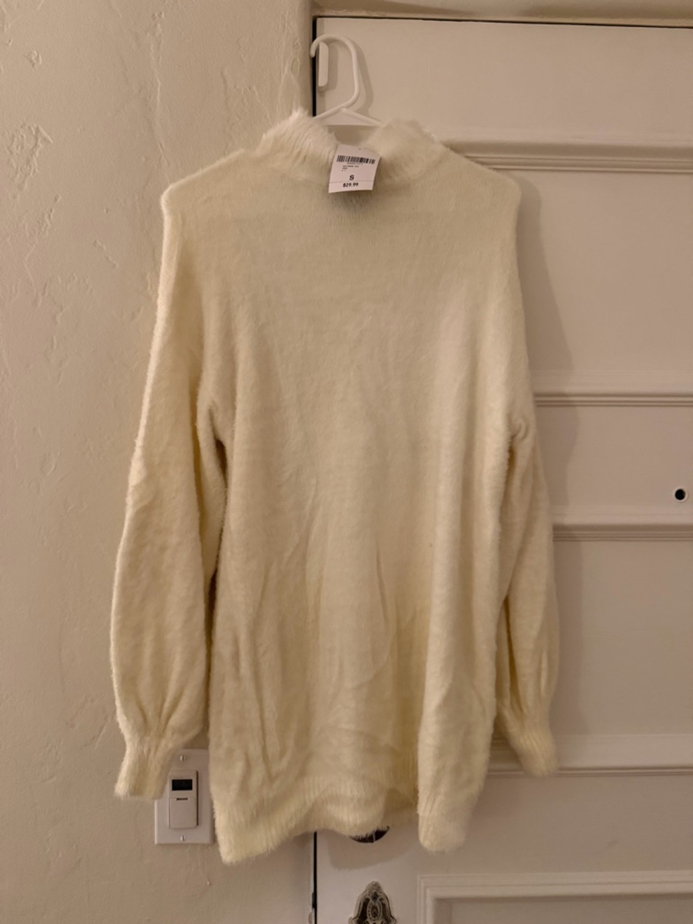 Forever 21 Cream Fuzzy Turtleneck Sweater Dress